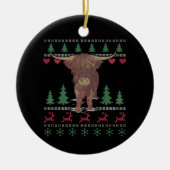 Highland Koe Ugly Kerstmis Keramisch Ornament (Voorkant)