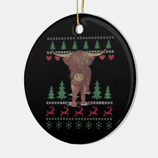Highland Koe Ugly Kerstmis Keramisch Ornament (Links)