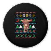 Highland Koe Ugly Kerstmis Keramische Knop (Voorkant)