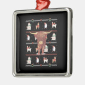 Highland Koe Ugly Kerstmis Metalen Ornament (Links)