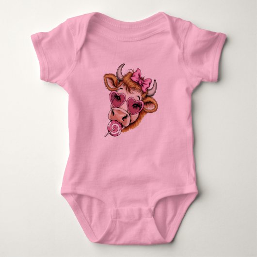 Highland Koe Valentijn Coquette Valentijnsdag Romper (Voorkant)