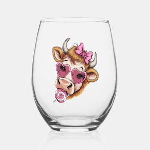 Highland Koe Valentijn Coquette Valentijnsdag Wijnglas Zonder Voet