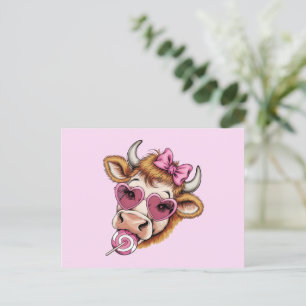 Highland Koe Valentine Coquette Valentijnsdag  Briefkaart