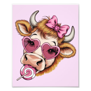 Highland Koe Valentine Coquette Valentijnsdag  Foto Afdruk