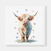 Highland Koe Vector Schilderen Schattig Fun Animal Magneet (Voorkant)