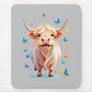 Highland Koe Vector Schilderen Schattig Fun Animal Muismat
