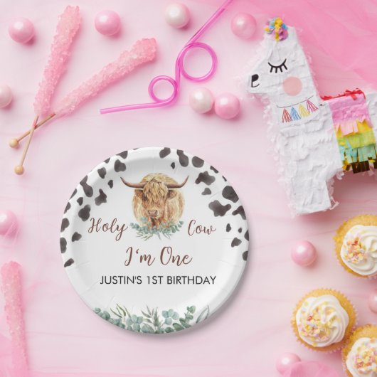 Highland Koe Verjaardag Baby shower Papieren Bordje (Feest)