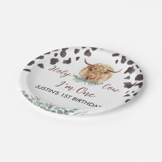 Highland Koe Verjaardag Baby shower Papieren Bordje (Gekanteld)