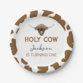 Highland Koe Verjaardag Baby shower Papieren Bordje (Voorkant)