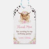 Highland Koe Verjaardag Dank u Label Cadeaulabel (Voorkant)