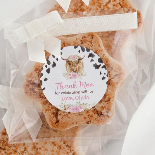 Highland Koe Verjaardag Sticker Labels