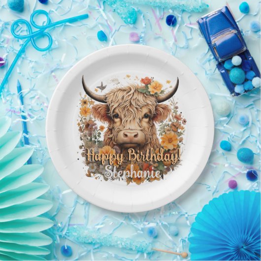 Highland Koe Verjaardagsdouche Bord (Feest)