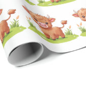 Highland Koe Verjaardagsfeest Cadeaupapier (Rol Hoek)