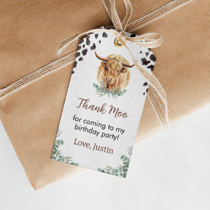 Highland Koe Verjaardagsfeest Dank u Label Cadeaulabel