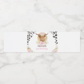 Highland Koe Verjaardagsfeest Waterflesetiket Waterfles Etiket (Enkel label)