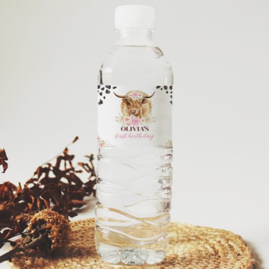 Highland Koe Verjaardagsfeest Waterflesetiket Waterfles Etiket