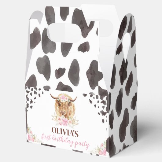 Highland Koe verjaardagsfeestje gunstbox Bedankdoosjes (Geopend)