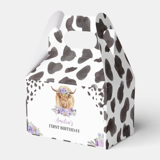 Highland Koe verjaardagsfeestje gunstbox Bedankdoosjes (Achterkant)