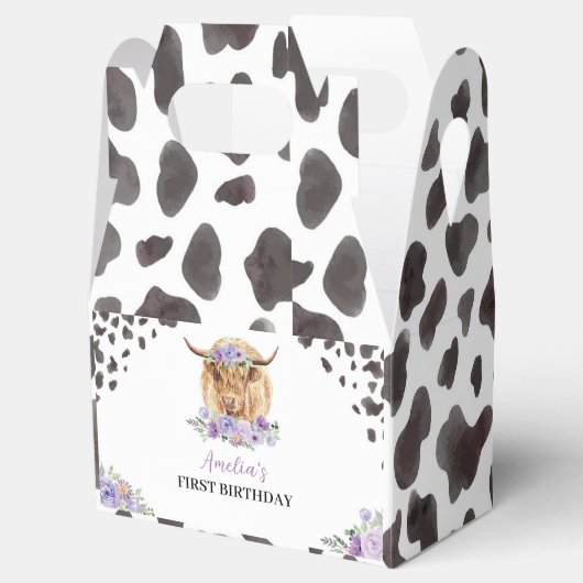 Highland Koe verjaardagsfeestje gunstbox Bedankdoosjes (Geopend)
