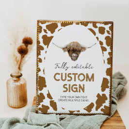 Highland Koe Verjaardagsfeestje Tafelbord Poster