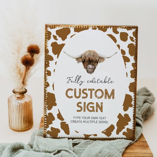 Highland Koe Verjaardagsfeestje Tafelbord Poster