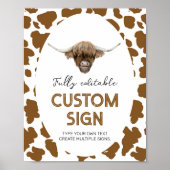 Highland Koe Verjaardagsfeestje Tafelbord Poster (Voorkant)