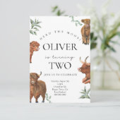 Highland Koe Verjaardagsuitnodiging voor kinderen Kaart (Staand voorkant)