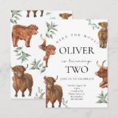 Highland Koe Verjaardagsuitnodiging voor kinderen Kaart (Voorkant / Achterkant)