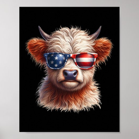 Highland Koe Vierde juli Onafhankelijkheidsdag USA Poster (Voorkant)