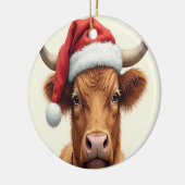 Highland Koe Vrolijk Kerstfeest Keramisch Ornament (Links)