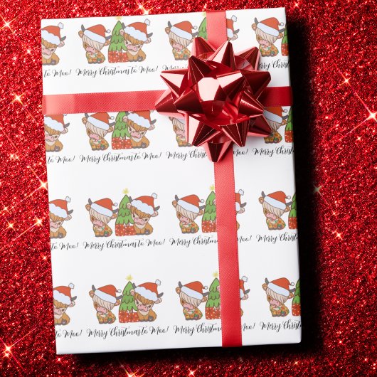 Highland Koe Vrolijk Kerstfeest naar Moo Gift Cadeaupapier