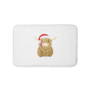 Highland Koe Vrolijk Kerstfeest Sneeuw T-shirt Ess Badmat