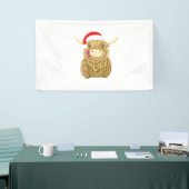 Highland Koe Vrolijk Kerstfeest Sneeuw T-shirt Ess Spandoek (Beurs)