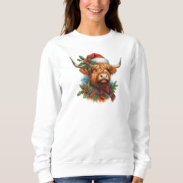 Highland Koe Vrouwen Kerst Sweatshirt