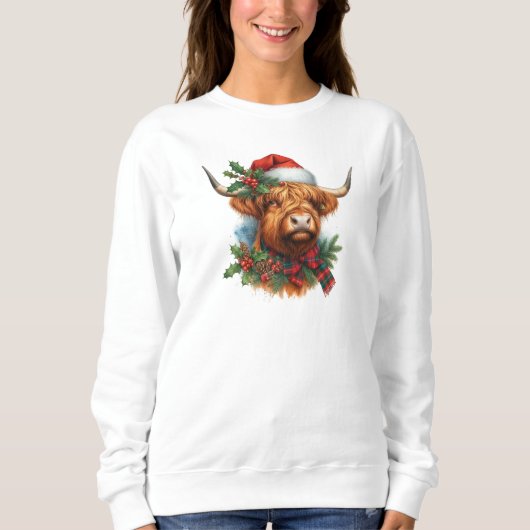 Highland Koe Vrouwen Kerst Sweatshirt (Voorkant)