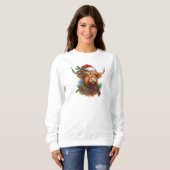 Highland Koe Vrouwen Kerst Sweatshirt (Voorkant volledig)
