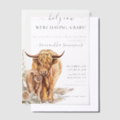 Highland Koe Waterverf Baby shower Boho Vellum Uitnodigingen (Offset)