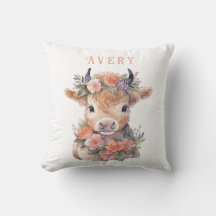 Highland koe waterverf gooien kussen