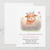 Highland Koe Waterverf Meisje Baby shower Kaart (Voorkant / Achterkant)