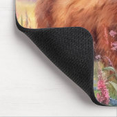 Highland Koe Waterverf Wildflower Field Muismat (Hoek)