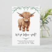 Highland Koe We've Moo-ved Boho Nieuw Adres Verhui Aankondiging (Staand voorkant)