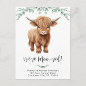Highland Koe We've Moo-ved Boho Nieuw Adres Verhui Aankondigingskaart (Voorkant)