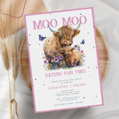 Highland Koe Whimsical Bloemenroze Baby shower Kaart