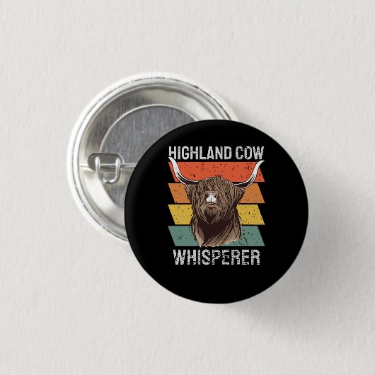 Highland Koe Whisperer Ronde Button 3,2 Cm (Voorkant /achterkant)