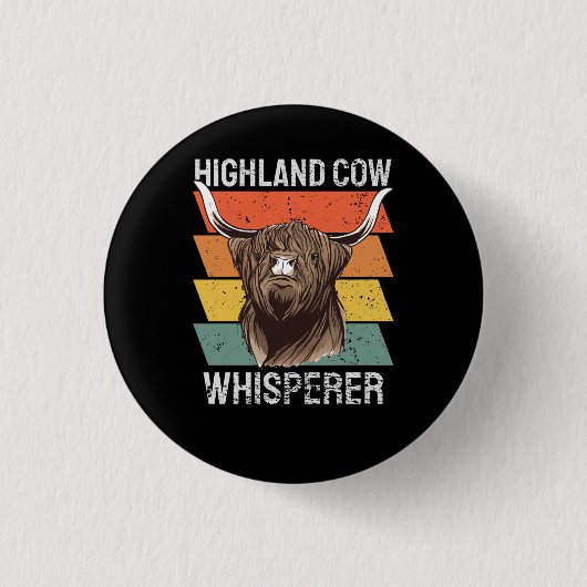 Highland Koe Whisperer Ronde Button 3,2 Cm (Voorkant)