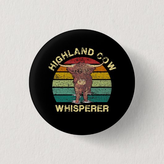 Highland Koe Whisperer Ronde Button 3,2 Cm (Voorkant)