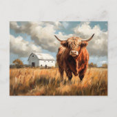 Highland Koe White Barn Rustic Briefkaart (Voorkant)