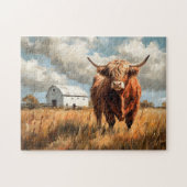 Highland Koe White Barn Rustic Legpuzzel (Horizontaal)