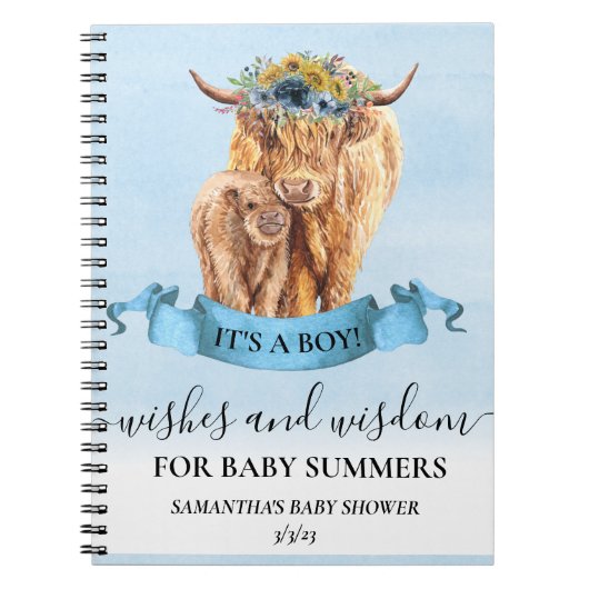 Highland Koe wil Wisdom Blue Boy Notitieboek (Voorkant)