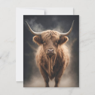 Highland Koe Wild Animal Elegant Dramatic Portrait Notitiekaartje